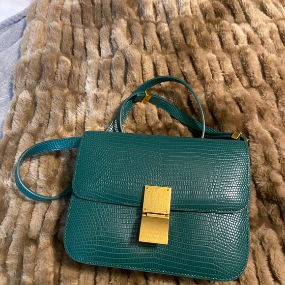 Green Textured Leather Box Crossbody Bag - Picture 2 of 7